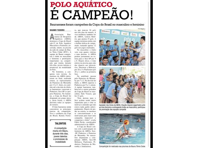 ABDA  Campeo na Copa do Brasil Sub-15 de Polo Aqutico