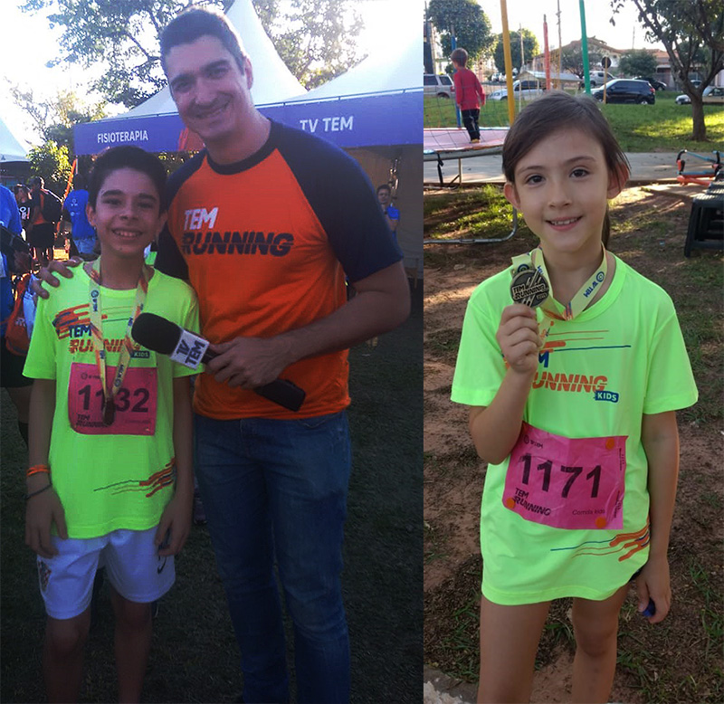 Joo Gabriel Alves Lima e Sofia Madureira Rondon venceram na corrida kids