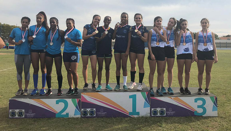 No revezamento 4x100m feminino, Bruna Torquetti, Sabrina Monteiro, Jeovana Santos e Leticia Bello foram medalha de ouro