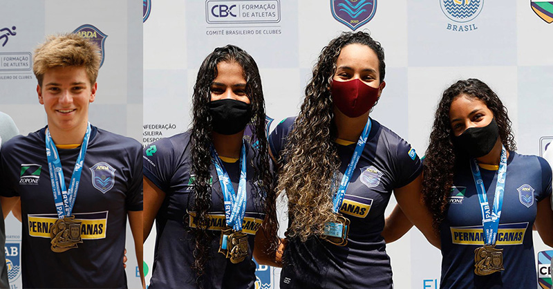 Oliver Sudar (revelao) Leticia Belorio (MVP e artilheira), Isabela Mendes (goleira menos vazada) e Lauana Baslio (revelao)